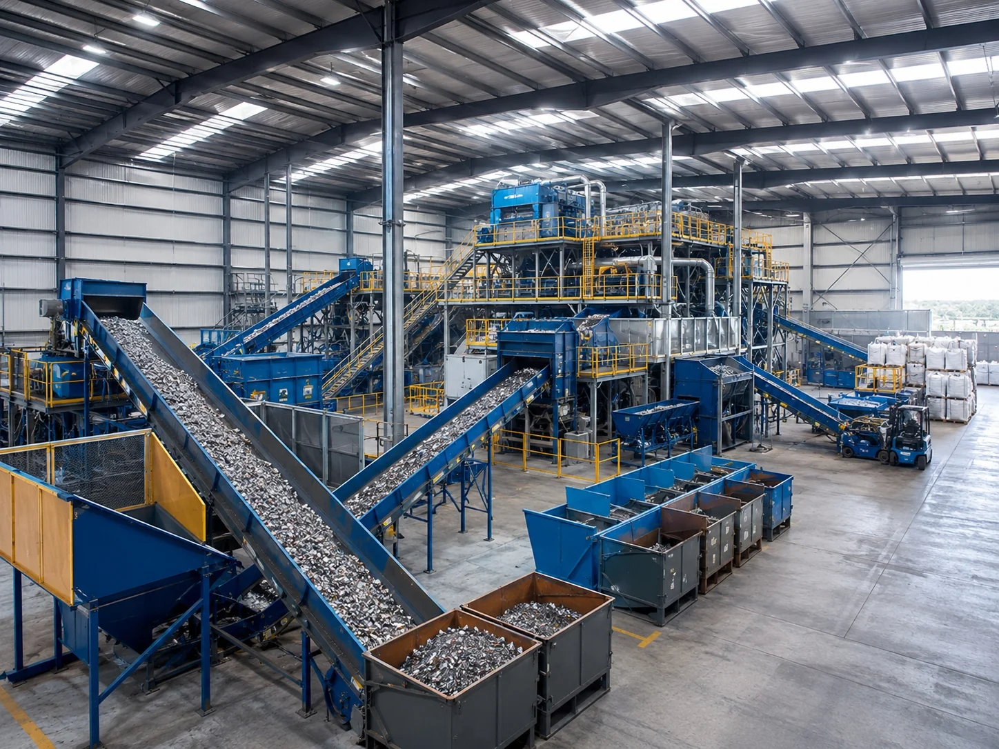 Metal recycling plant radiator line